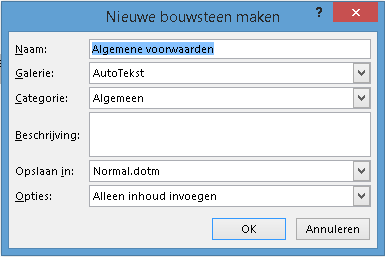 Autoteksten in Word 01