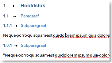 Hoofdstuknummering in Word